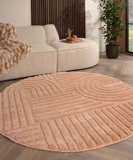 Scandinavisch vloerkleed rond - Aven zalmroze 80