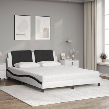 vidaXL - Bed - met - matras - Zadar - kunstleer - wit - en - zwart - 160x200 - cm