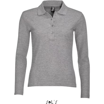 SOL'S Women´s Long Sleeve Polo Podium L535 - Grey Melange - M