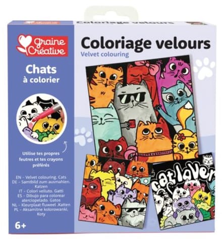 GC Velours Kleurplaten Katten 3 Stuks 17 x 17 cm