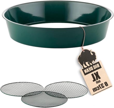 Tuinzeef Metaal - Aardzeef Compostzeef - Tuinaarde Zeven - 3 Maasbreedtes Verwisselbaar - 37 cm Diameter - Groen