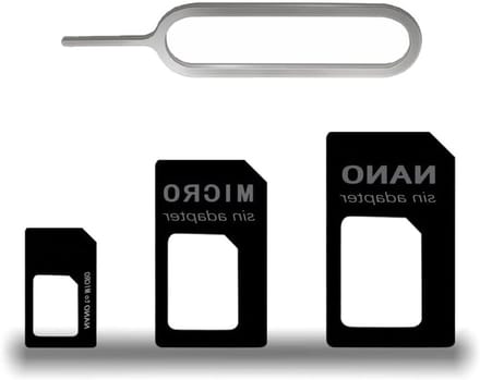 3-in-1 Nano SIM Card Adapter Set met SIM Eject Pin voor Smartphones en Tablets - Geschikt voor Nano SIM, Micro SIM en Standaard SIM