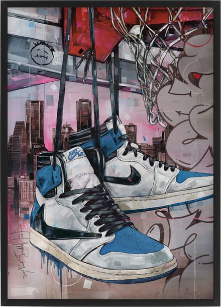 Sneaker print fragment high basket 30,6x43 cm (A3) *ingelijst & gesigneerd