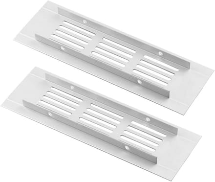 2x Ventilatie Rooster Aluminium Wit Rechthoekig voor Kast Afvoer
