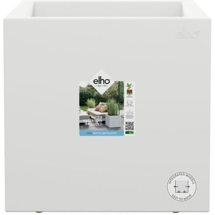 ELHO Pot de fleurs Vivo Next Square 40 - Ø 39 x H 38 cm - Intérieur,Extérieur - 100% recyclé - Blanc