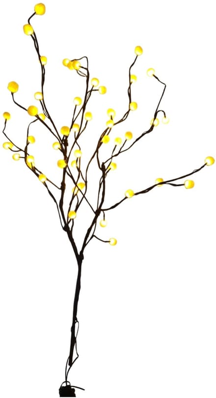 Luca Lighting Decoratieve tak geel, 48LED,Op batterijen met timer,H100xD20-40cm