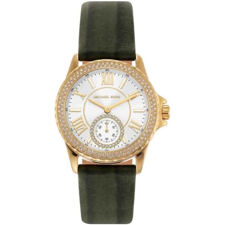 Michael Kors Mini Everest Driewijzer Amazon Suede Krokodillenleer Horloge MK4720 zwart