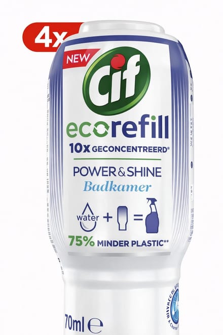 4 x Cif Eco Refill - Power & Shine - Badkamerreiniger - Spray - 70 ml