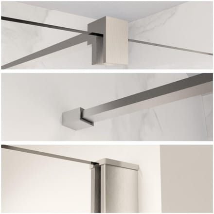 FugaFlow Eccelente Vetro profielset 200cm + stabilisatiestang 120cm geborsteld rvs -