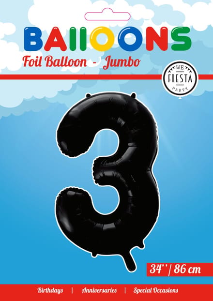 Folieballon 34" nmr. 3 - Zwart