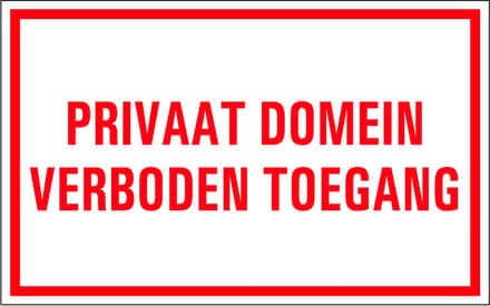 Privaat domein tekststicker 320 x 200 mm