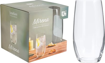 Excellent Houseware Glazen Set - 360 mL, Set van 4