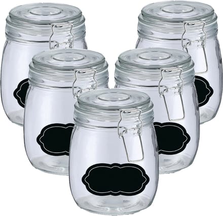 Weckpot/inmaakpot - 10x - 750 ml - glas - met beugelsluiting - incl. etiketten