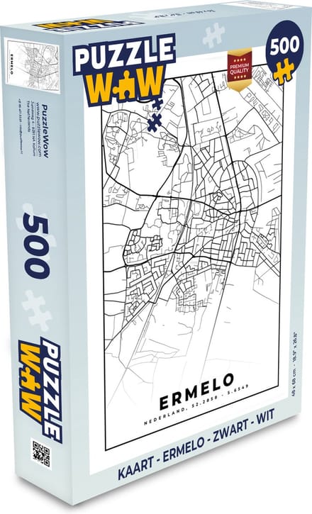 Puzzel Kaart - Ermelo - Zwart - Wit - Legpuzzel - Puzzel 500 stukjes