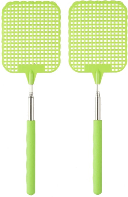 Ibergarden Vliegenmepper compact - 2x - Uitschuifbaar tot 60 cm - groen - Insecten killer