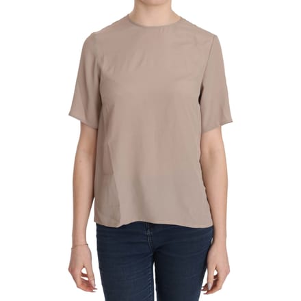 Dolce & Gabbana Beige Sjaalkraag Korte Mouwen Blouse