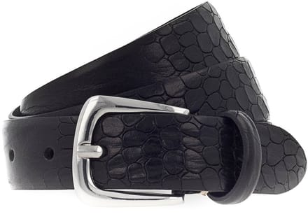 b.belt Leren riem Charlisa Silver Belt W105 Black zwart