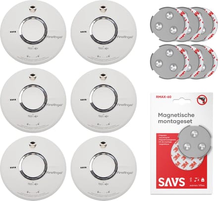 FireAngel ST-622 Rookmelderset + magnetische montagesets 6-pack - 10 jaar batterij