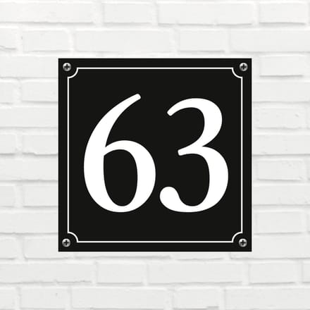 Huisnummerbord Mat zwart Deluxe - Nummer 63 - incl. bevestiging