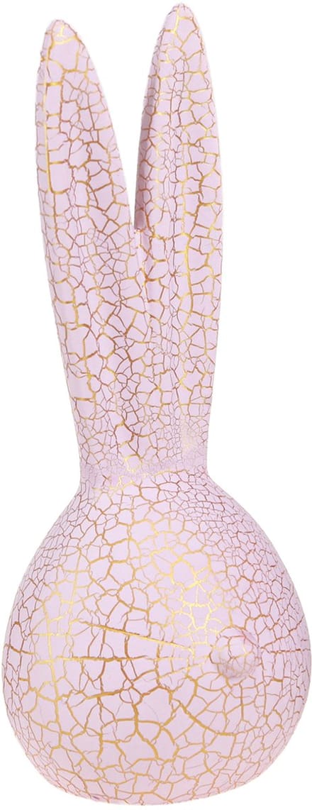 Konijnenkop decoratie Pasen roze goud craquelé 10x11x28cm