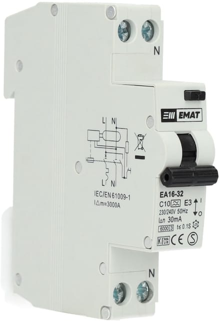 EMAT aardlekautomaat C10 1P+N 30mA Type A (85006003)