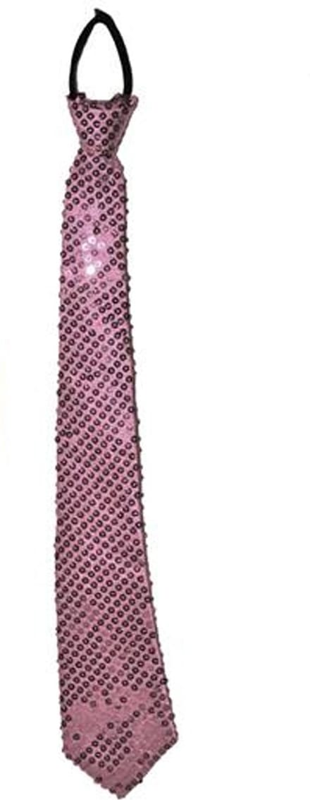 Funny Fashion Carnaval verkleed stropdas met glitter pailletten - lichtroze - polyester - heren/dames