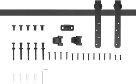 Schuifdeurbeslagset 180cm - Compleet Railsysteem Met Rollen - Anti-Spring Beveiliging - Koolstofstaal