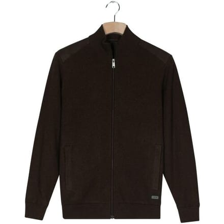 Baileys Vest Cotton Cashmere Lined Cardigan Zip Structure Knit Dark Brown / male