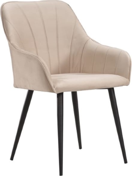 Soof&Tess - Set van 2 - Ferrara Eetkamerstoel - Beige - Fluweel - Velvet - Industrieel - Met armleuning - Easy Clean Stoffen - Hoge Kwaliteit