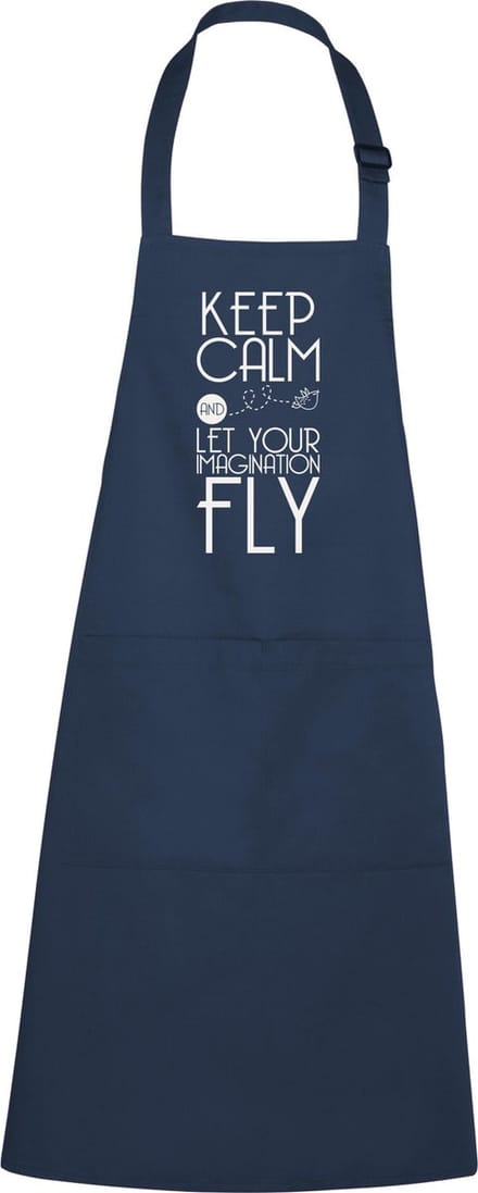 mijncadeautje - Luxe schort - Keep Calm - Let your imagination fly - blauw / navy