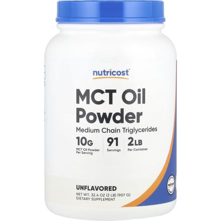 Nutricost, MCT Olie Poeder, Ongezoet, 32,4 oz (907 gram)