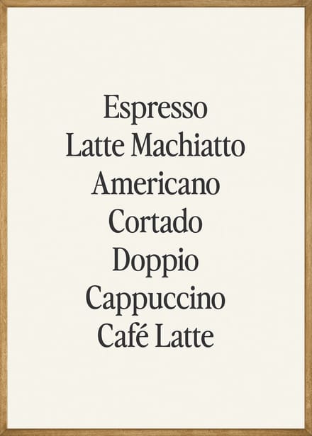 Popular Coffee Drinks Poster - 21x30 cm