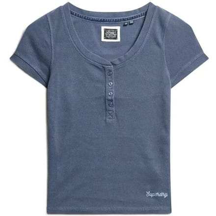 Superdry Essential Buttondown top met Korte Mouwen Blauw Grootte: 38
