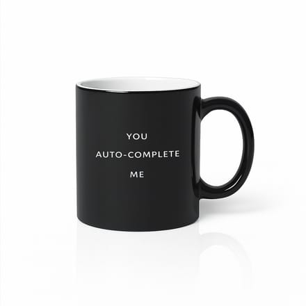 Zwarte Magic Mug “You Auto-Complete Me” – Grappige Nerd Liefde Keramische Koffiemok 330 ml – Romantisch Cadeau