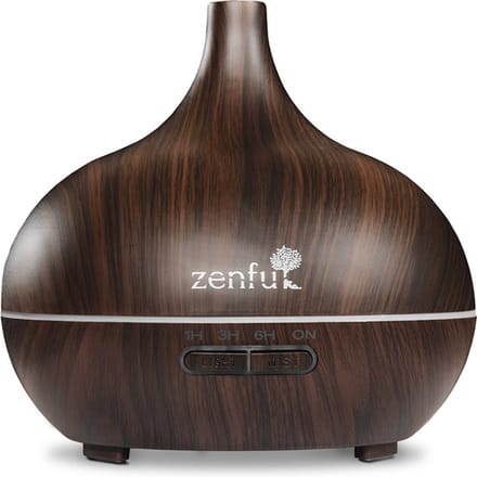 Zenful Dewdrop - Aroma Diffuser - Geurdiffuser - Luchtbevochtiger - Geurverspreider - Aromatherapie - 400ml - Donker Hout - Zwart