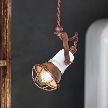 Ferroluce Hanglamp C1660/1 met kooi, wit