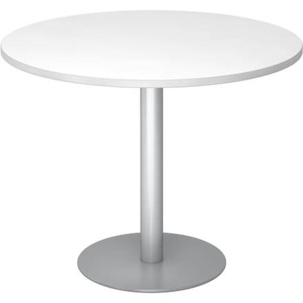 BISTRO F100R S - Systeem conferentietafel Wit Zilver Ø 100