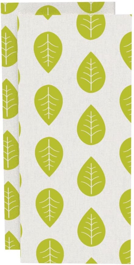 Bee's Wax - Eco Friendly Vaatdoek Set van 2 Stuks Leaves - Bamboe - Groen -