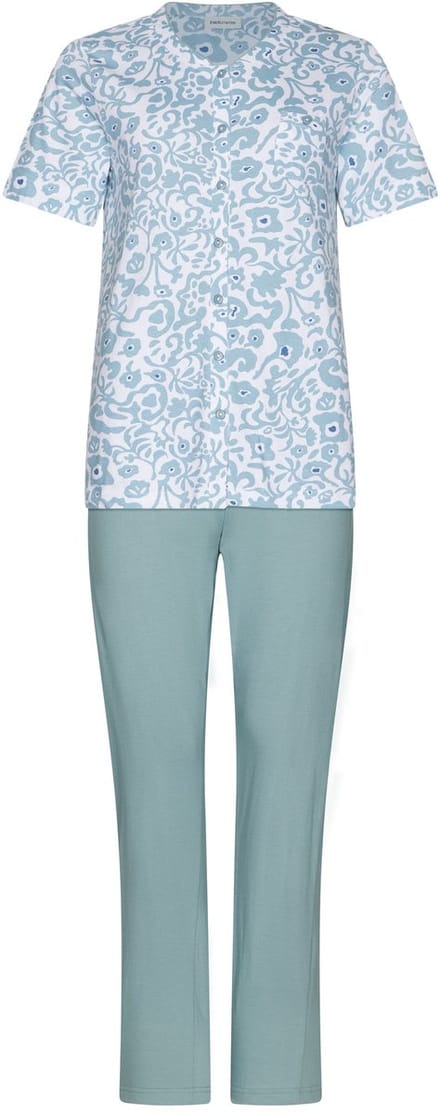 Pastunette - Pyjama - Stone Blue - Katoen - Blauw/Wit - Maat 52