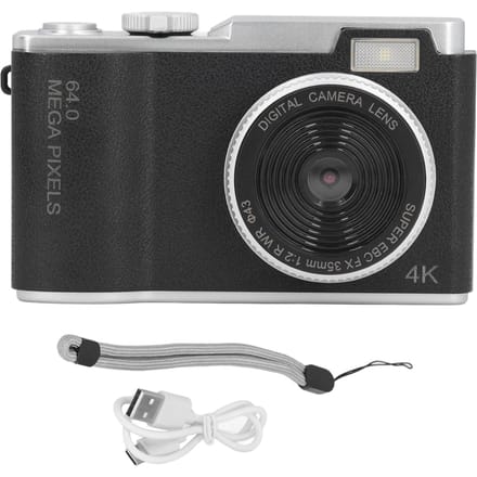 Appareil photo numérique 48MP 1080P Écran 2,4 pouces Zoom 16x Anti-tremblement Caméra selfie compacte portable noir