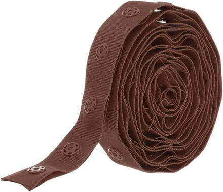 2 Yard Plastic Button Snap Tape voor Kleding, DIY Projecten en Naaien - Donkerbruin/18mm