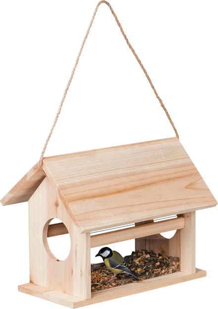 voedertafel - hangend - hout - voor tuinvogels - 24 x 30 x 21 cm - opklapbaar dak