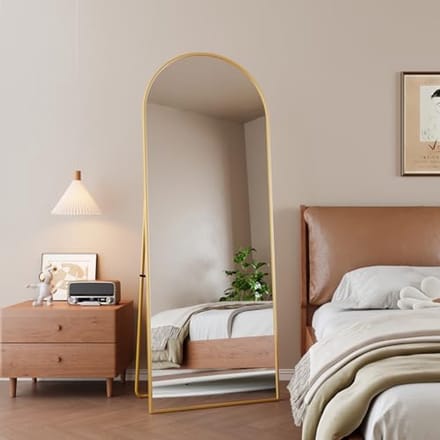 Full body spiegel zonder merk, 162 x 53 cm - HD-staande spiegel voor vloer of muur - Ideaal voor slaapkamer en woonkamer in goud