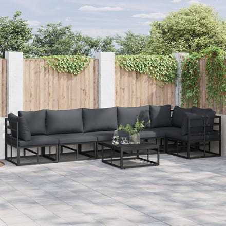 vidaXL - Tuinbank - Set - 6 - st - Zwart - Aluminium