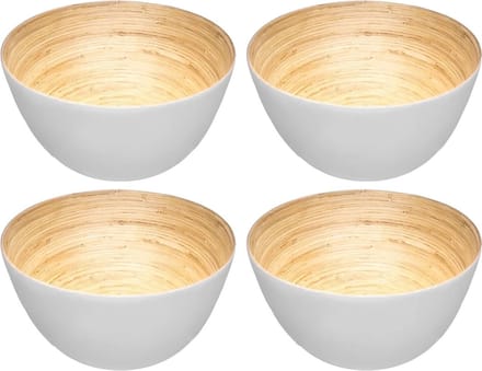 Secret de Gourmet - 8x - Slakom/serveer schaaltjes - bamboe wit - D17 cm