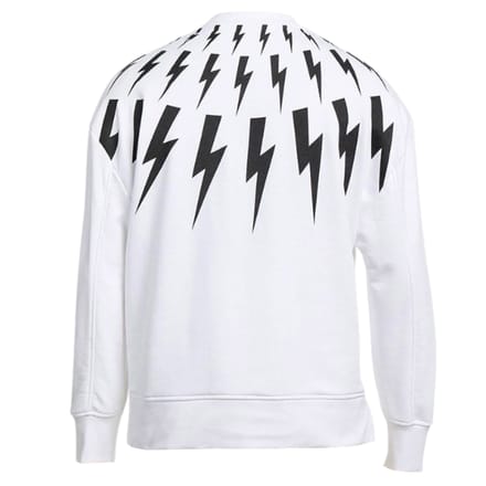 Neil Barrett Fair Isle Thunderbolt oversized wit sweatshirt