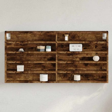 vidaXL - Vitrinekast - 100x8,5x50 - cm - bewerkt - hout - gerookt - eikenkleurig