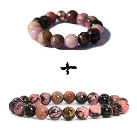 Bixorp Gems Edelstenen Sieraden Set Matrix Rhodoniet - Armband + Ring