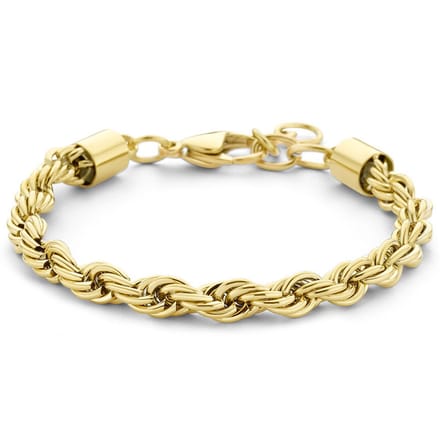 Armband Koordschakel staal goudkleurig 5,7 mm 17-20 cm.