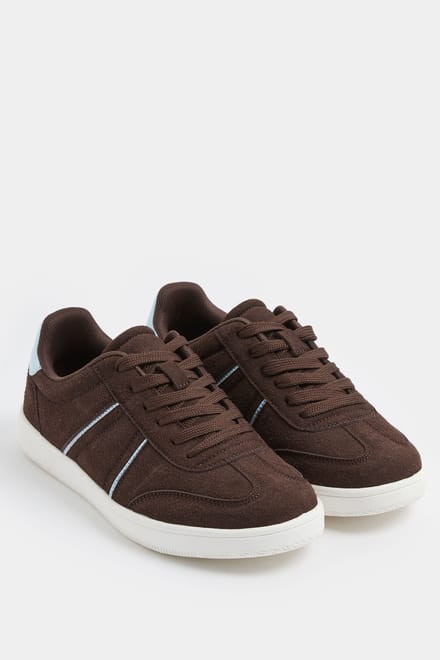 Yours Chocoladebruine Sneakers Met Panelen In Een Extra Brede Eeepasvormsize 38EEE